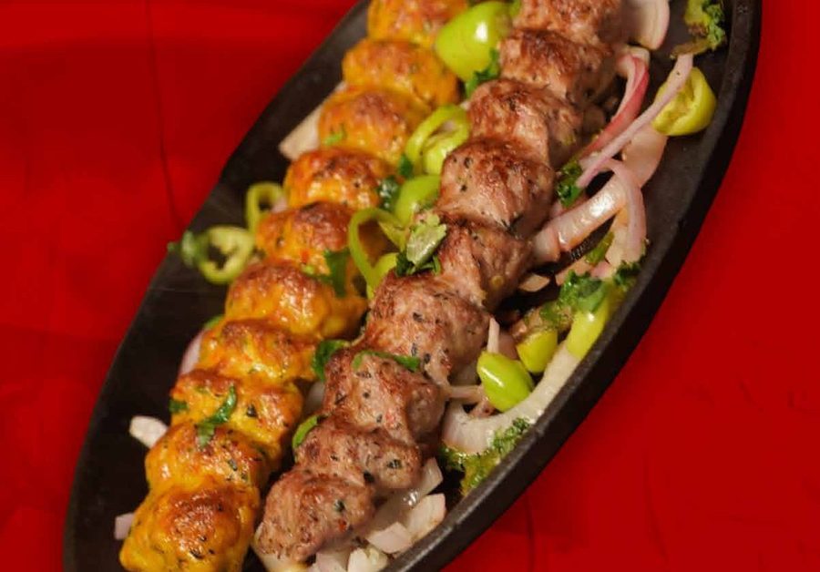 Mixed grill skewers, part of the BK Restaurant mixed grill platter