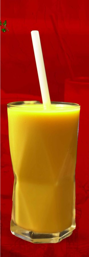 Fresh mango lassi at BK Restaurant